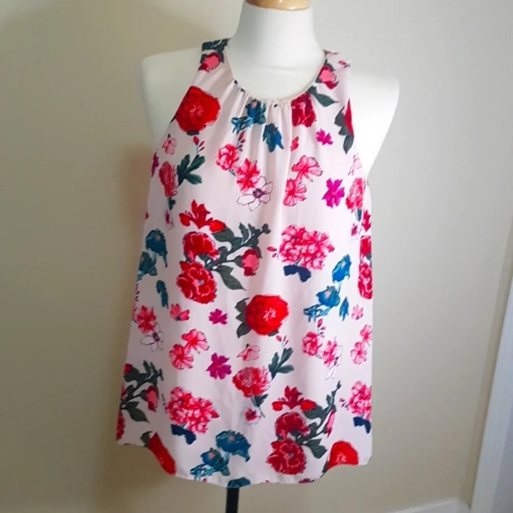 Vince Camuto floral sleeveless blouse SZ S